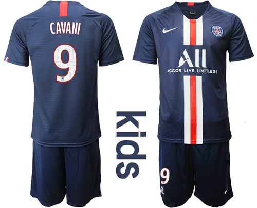 Paris Saint-Germain #9 Cavani Home Kid Soccer Club Jersey
